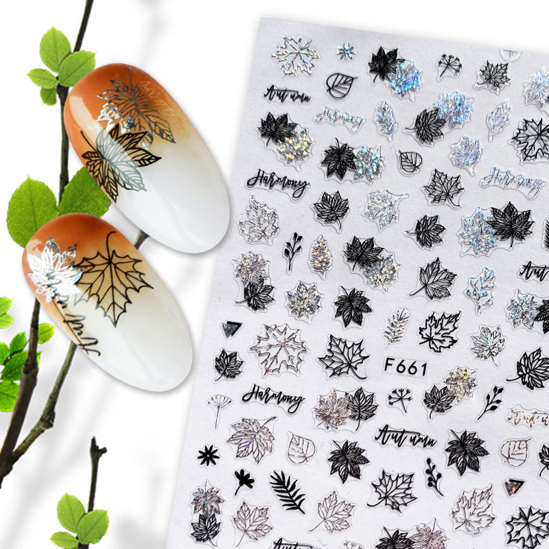 Camouflage brand new hot stamping process summer fruit black and white hot stamping gold and silver nail stickers nail decals