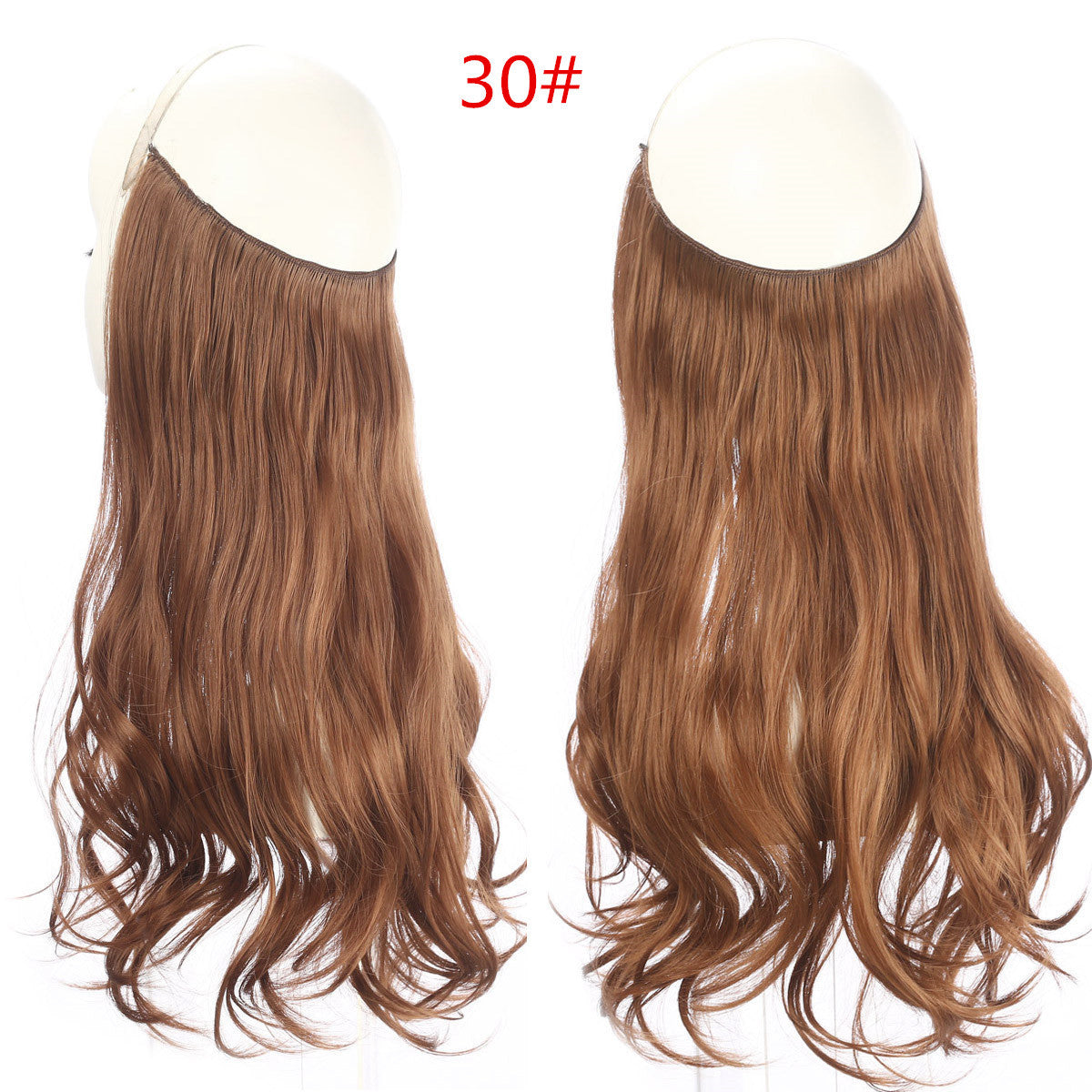 Cross-border hot sale wig female fish line wave long curly hair seamless hair extension 40cm matte silk fish line wig