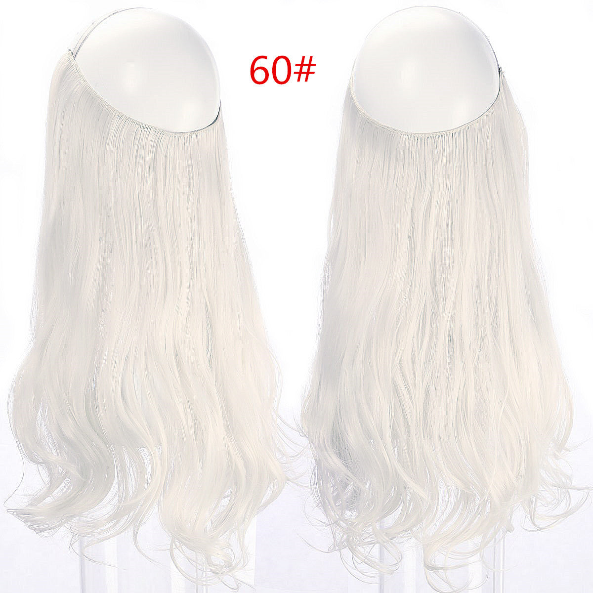 Cross-border hot sale wig female fish line wave long curly hair seamless hair extension 40cm matte silk fish line wig