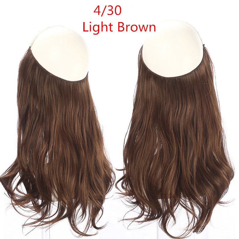 Cross-border hot sale wig female fish line wave long curly hair seamless hair extension 40cm matte silk fish line wig