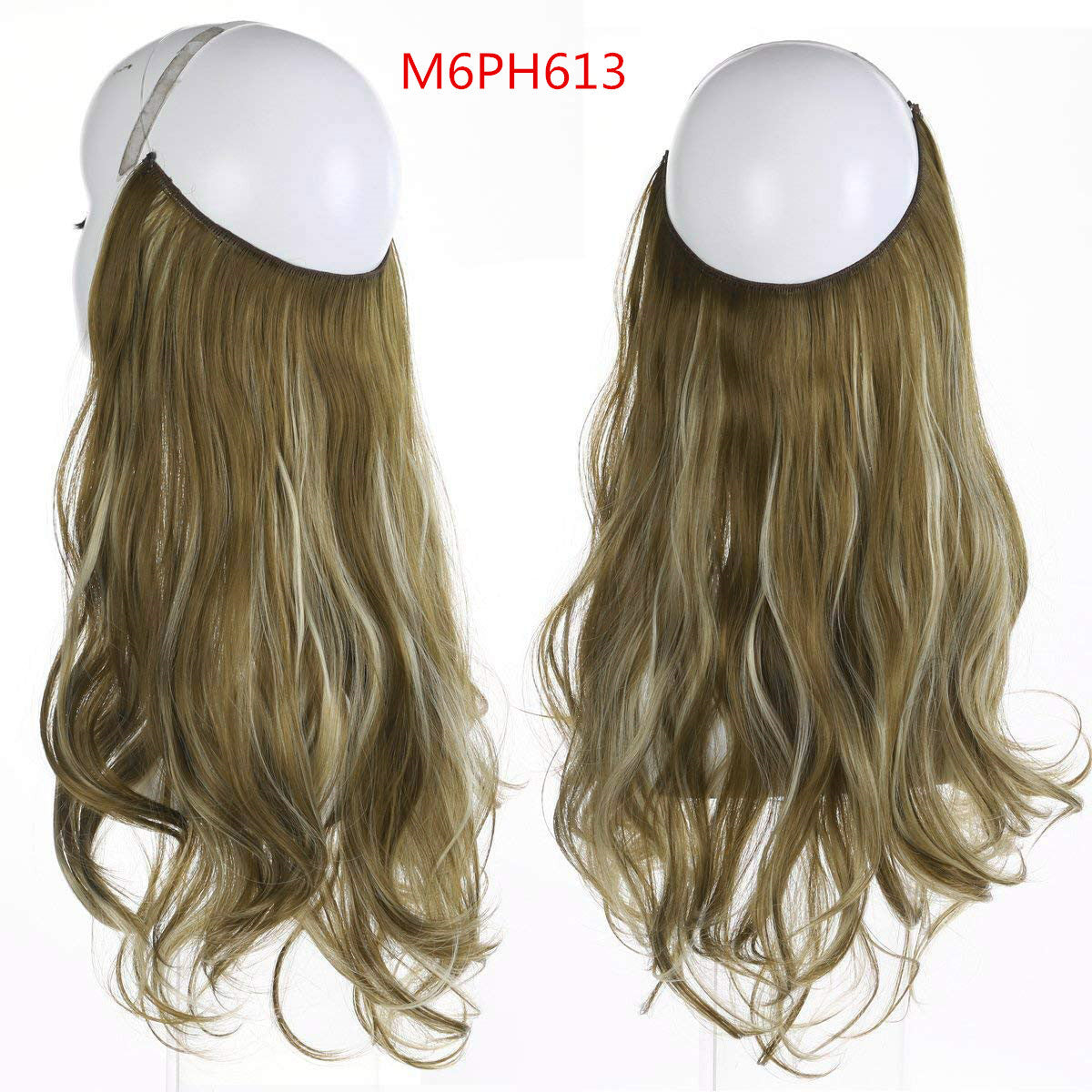 Cross-border hot sale wig female fish line wave long curly hair seamless hair extension 40cm matte silk fish line wig