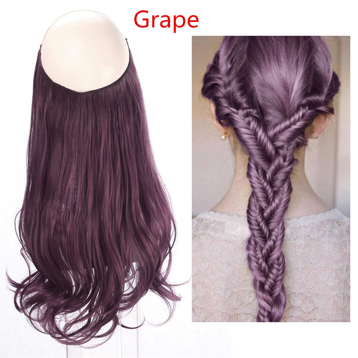 Cross-border hot sale wig female fish line wave long curly hair seamless hair extension 40cm matte silk fish line wig