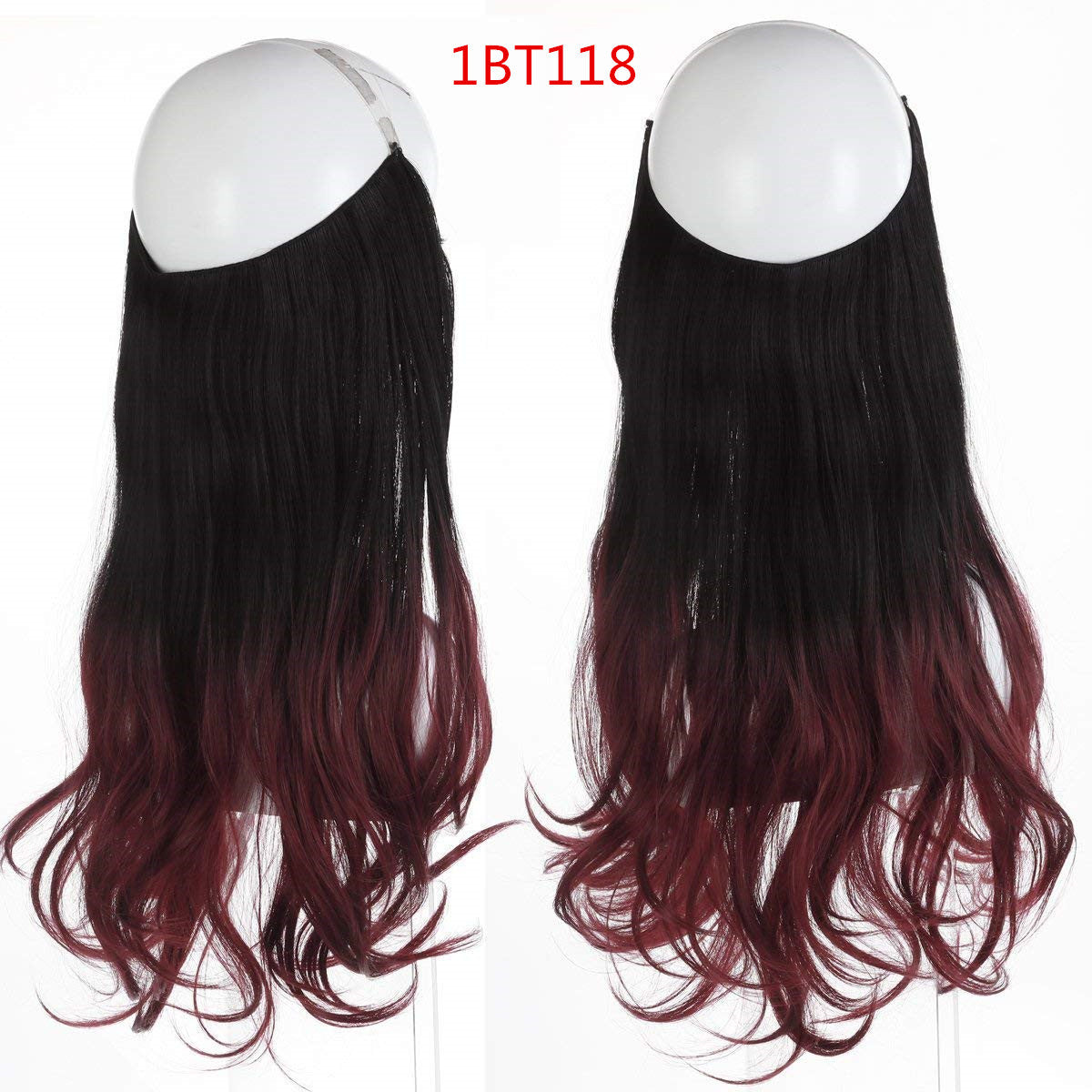 Cross-border hot sale wig female fish line wave long curly hair seamless hair extension 40cm matte silk fish line wig