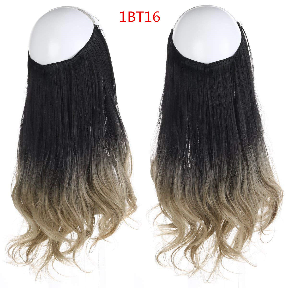 Cross-border hot sale wig female fish line wave long curly hair seamless hair extension 40cm matte silk fish line wig