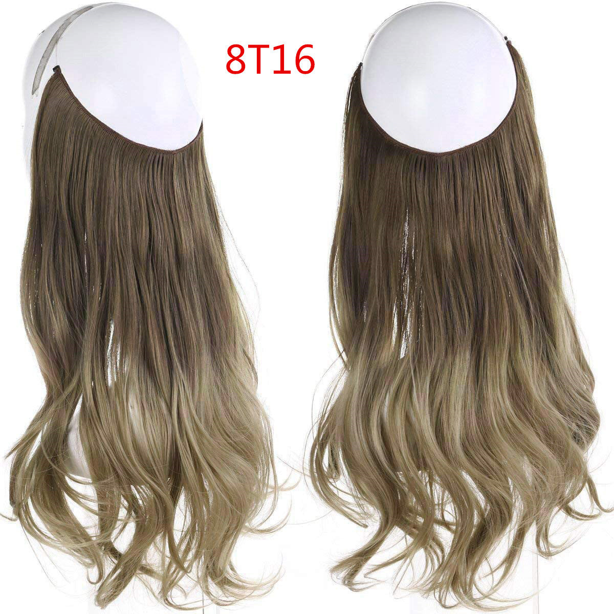 Cross-border hot sale wig female fish line wave long curly hair seamless hair extension 40cm matte silk fish line wig
