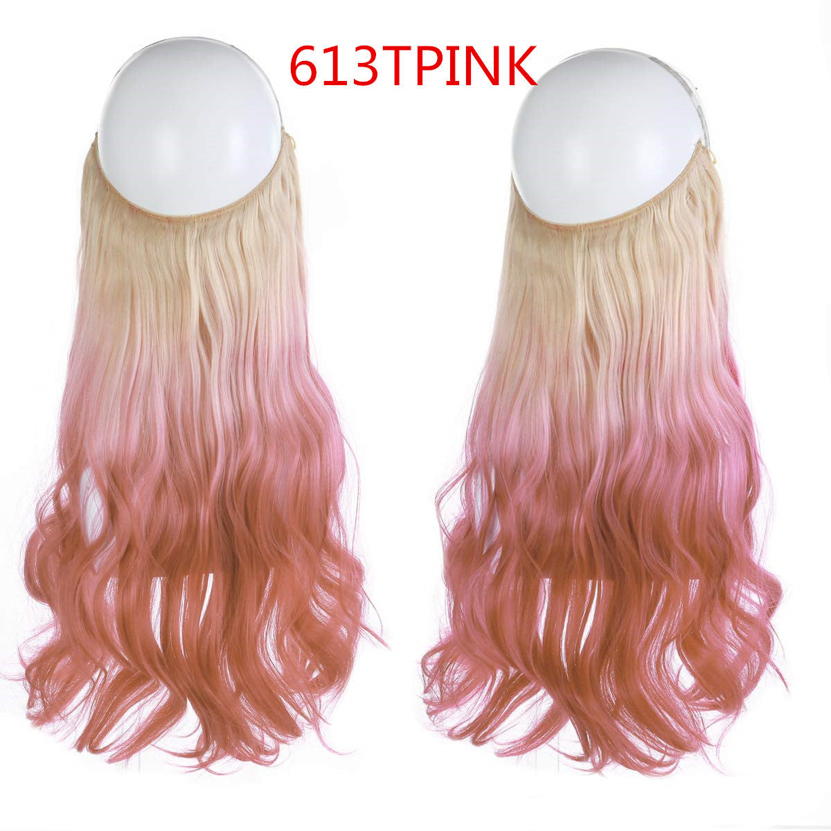 Cross-border hot sale wig female fish line wave long curly hair seamless hair extension 40cm matte silk fish line wig