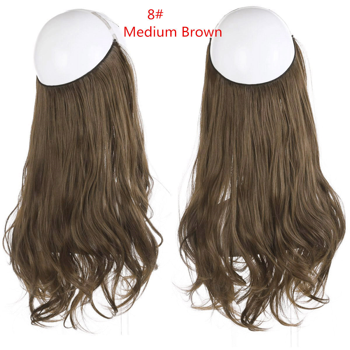 Cross-border hot sale wig female fish line wave long curly hair seamless hair extension 40cm matte silk fish line wig