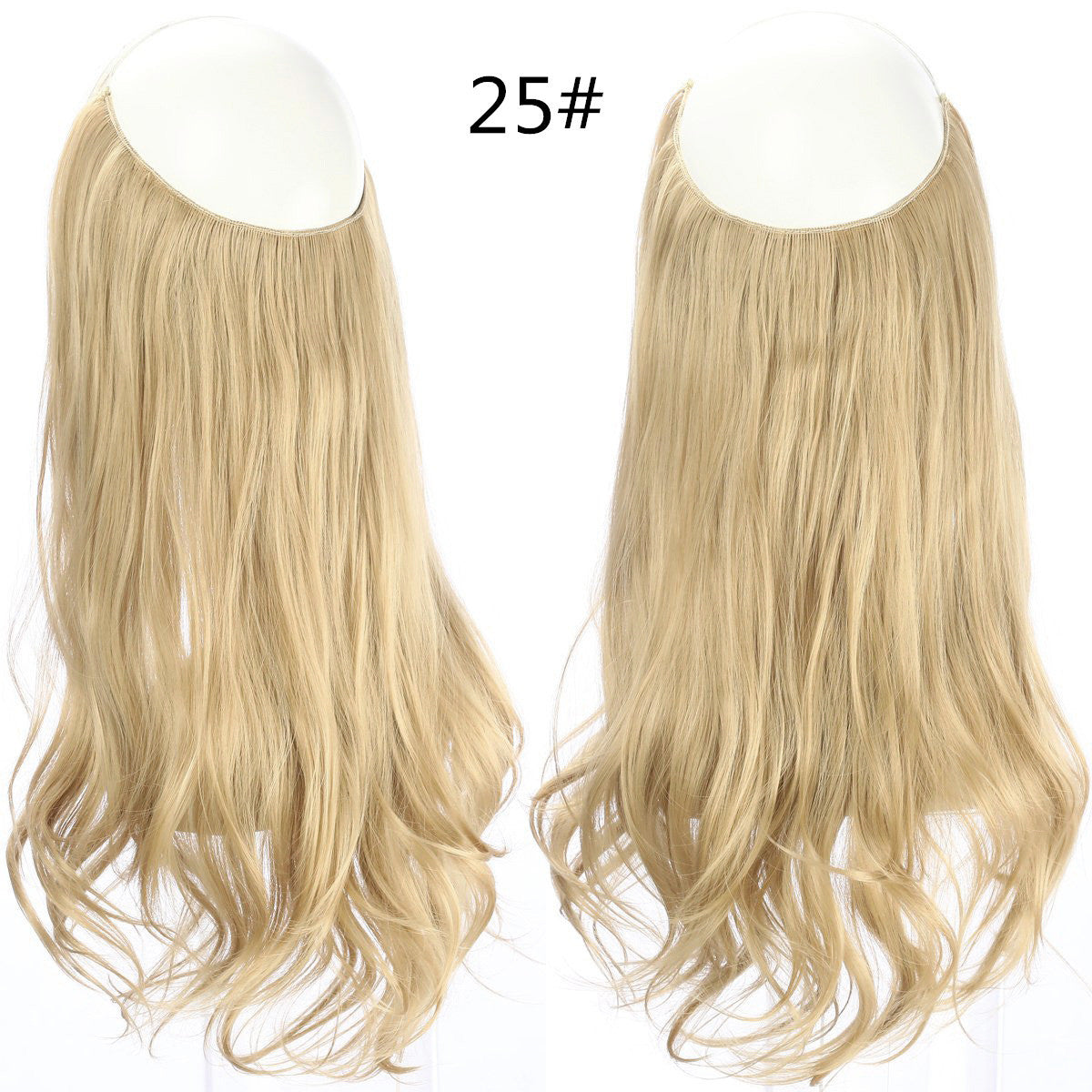 Cross-border hot sale wig female fish line wave long curly hair seamless hair extension 40cm matte silk fish line wig