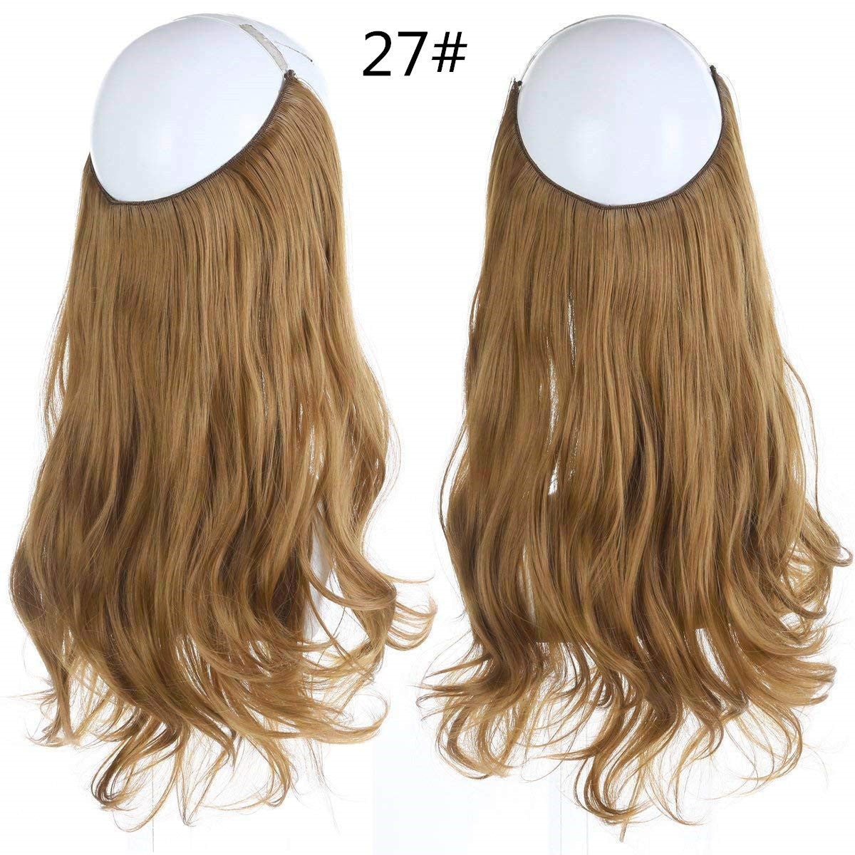 Cross-border hot sale wig female fish line wave long curly hair seamless hair extension 40cm matte silk fish line wig