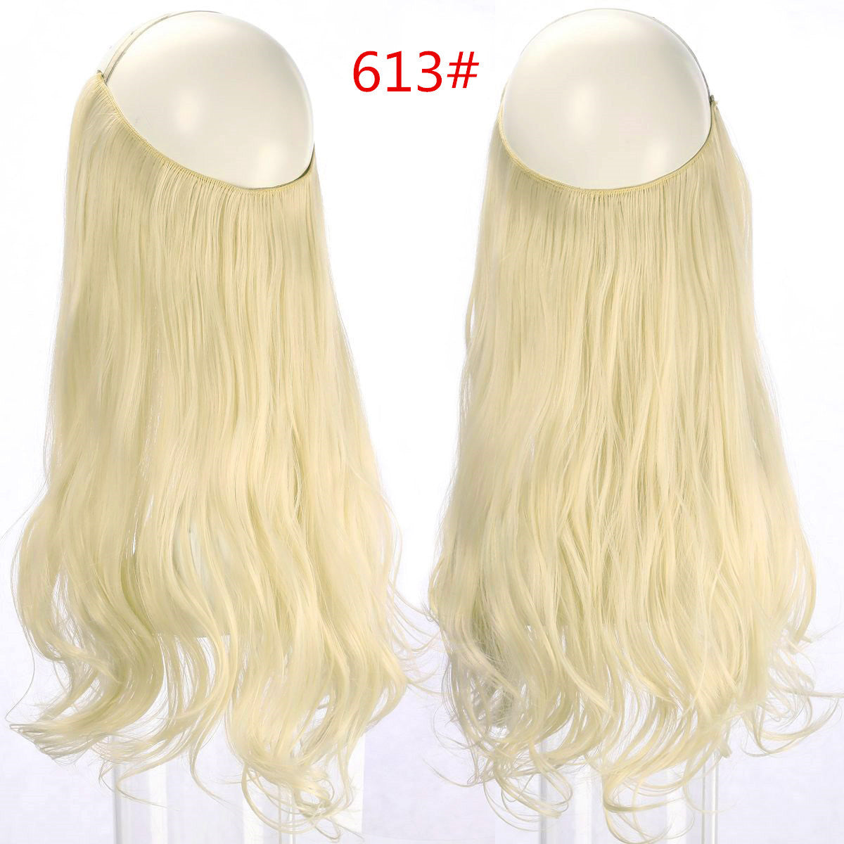 Cross-border hot sale wig female fish line wave long curly hair seamless hair extension 40cm matte silk fish line wig