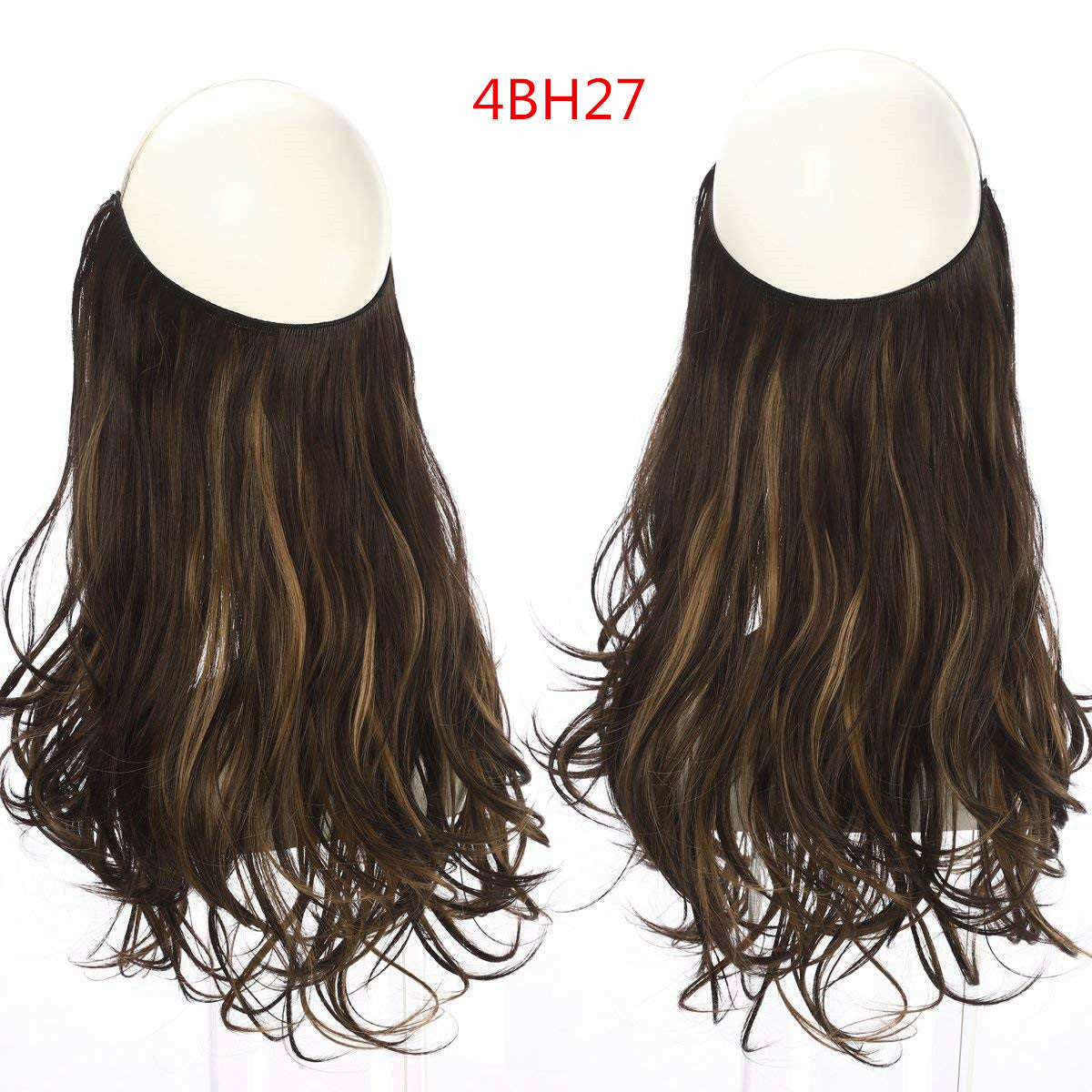 Cross-border hot sale wig female fish line wave long curly hair seamless hair extension 40cm matte silk fish line wig
