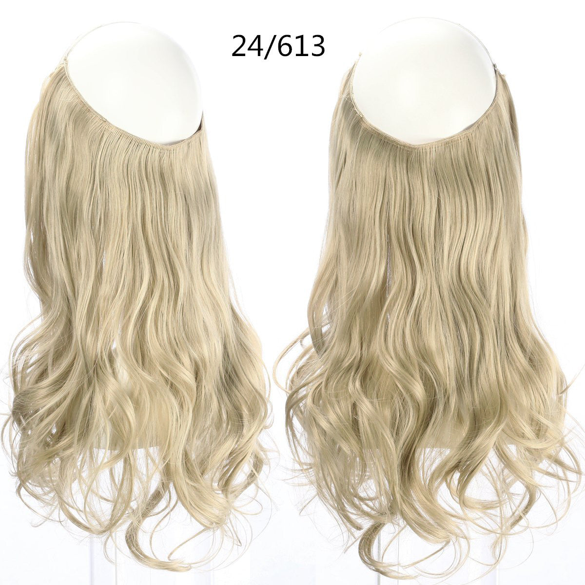 Cross-border hot sale wig female fish line wave long curly hair seamless hair extension 40cm matte silk fish line wig