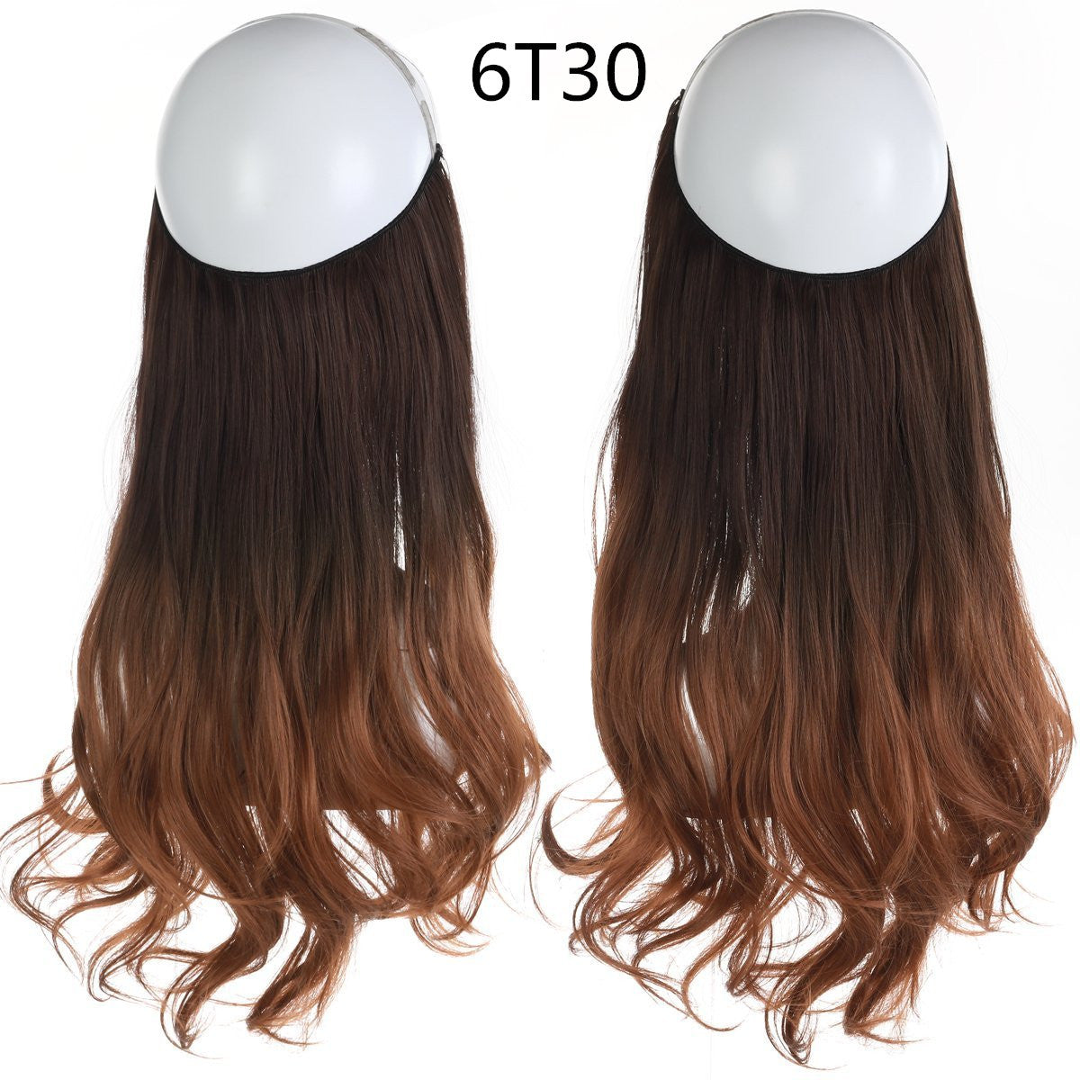 Cross-border hot sale wig female fish line wave long curly hair seamless hair extension 40cm matte silk fish line wig