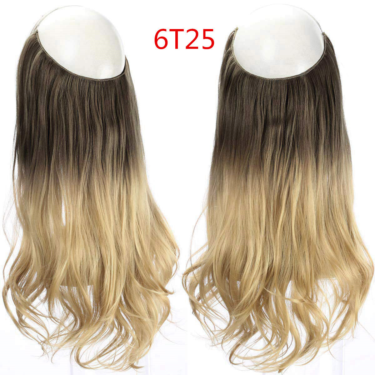 Cross-border hot sale wig female fish line wave long curly hair seamless hair extension 40cm matte silk fish line wig