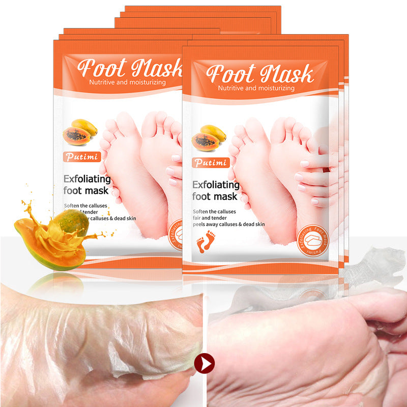 Putimi papaya peeling foot mask tender heel dry chapped whitening moisturizing care foot factory direct sales