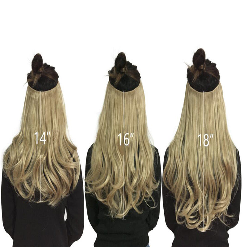 Cross-border hot sale wig female fish line wave long curly hair seamless hair extension 40cm matte silk fish line wig