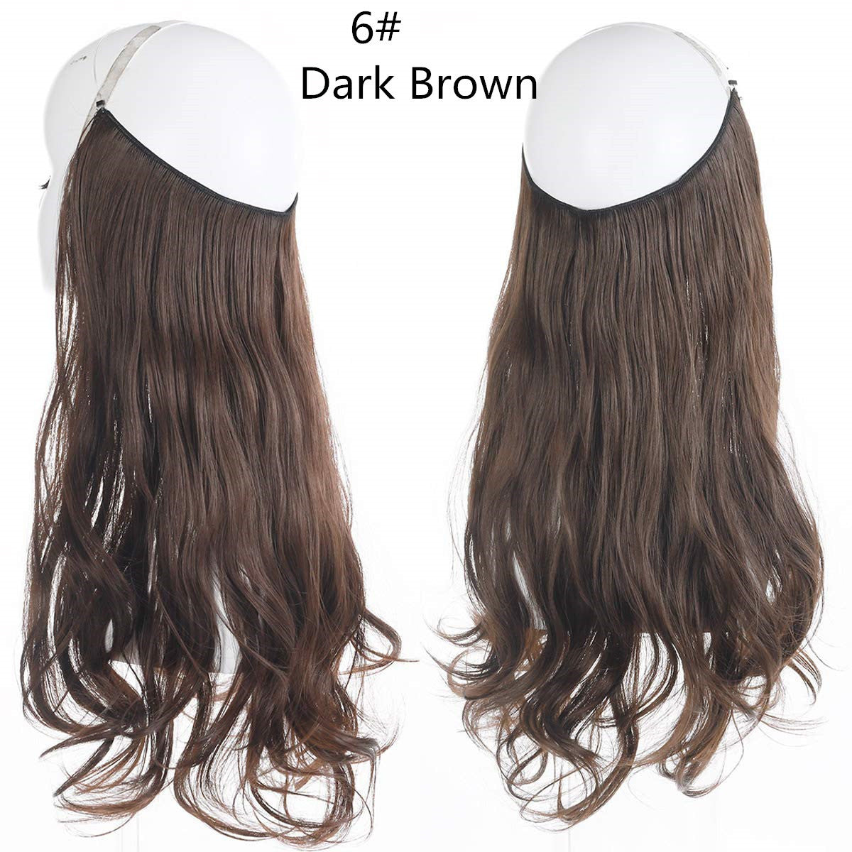 Cross-border hot sale wig female fish line wave long curly hair seamless hair extension 40cm matte silk fish line wig