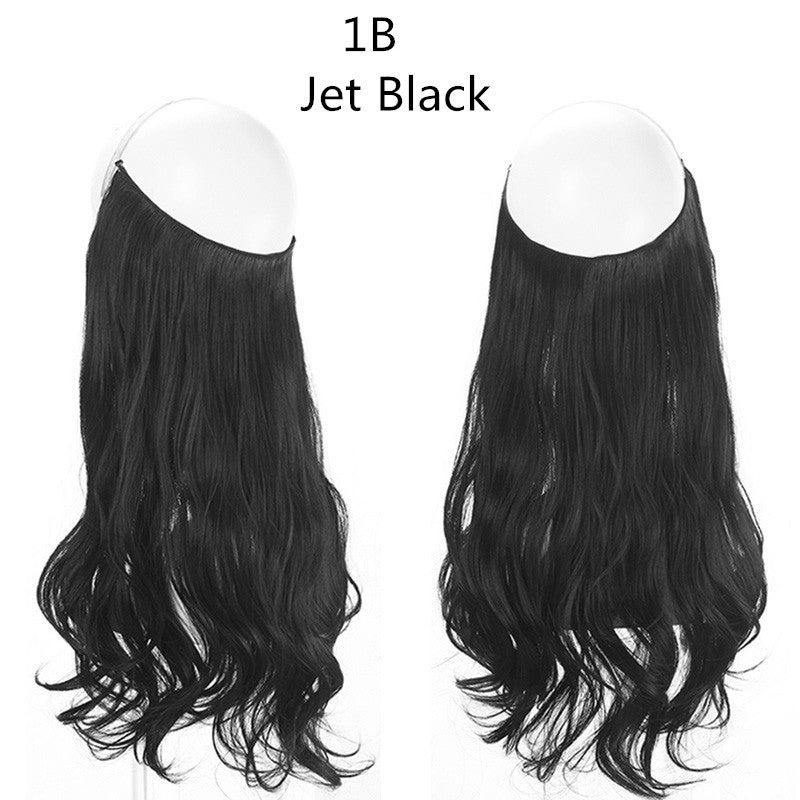 Cross-border hot sale wig female fish line wave long curly hair seamless hair extension 40cm matte silk fish line wig