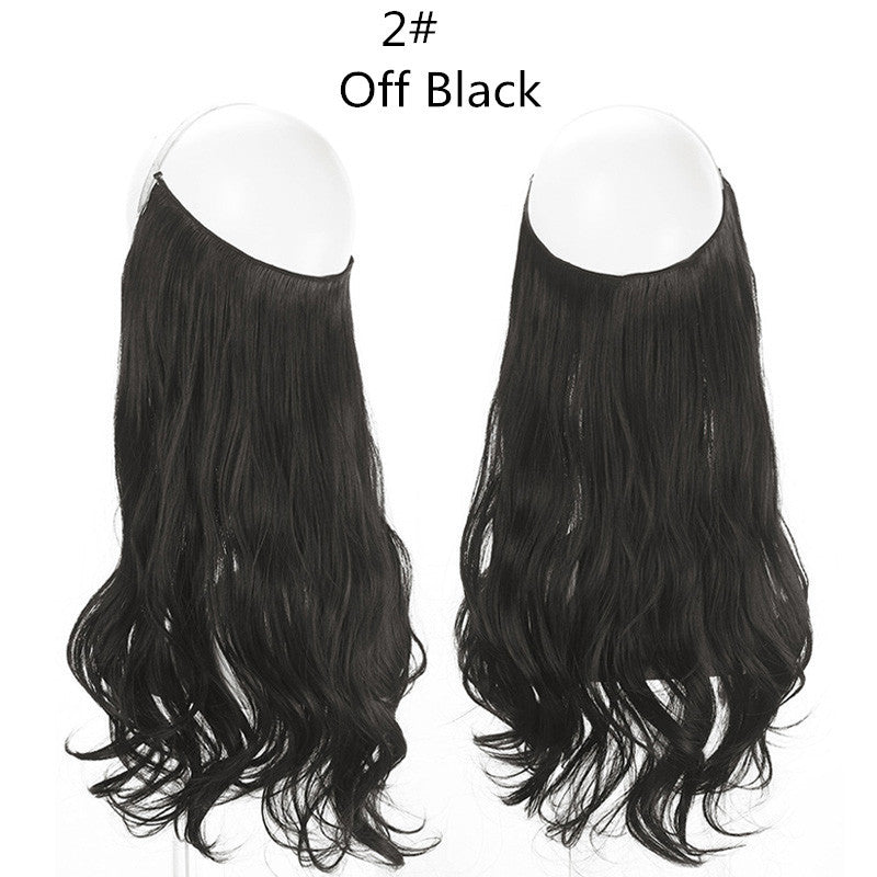 Cross-border hot sale wig female fish line wave long curly hair seamless hair extension 40cm matte silk fish line wig