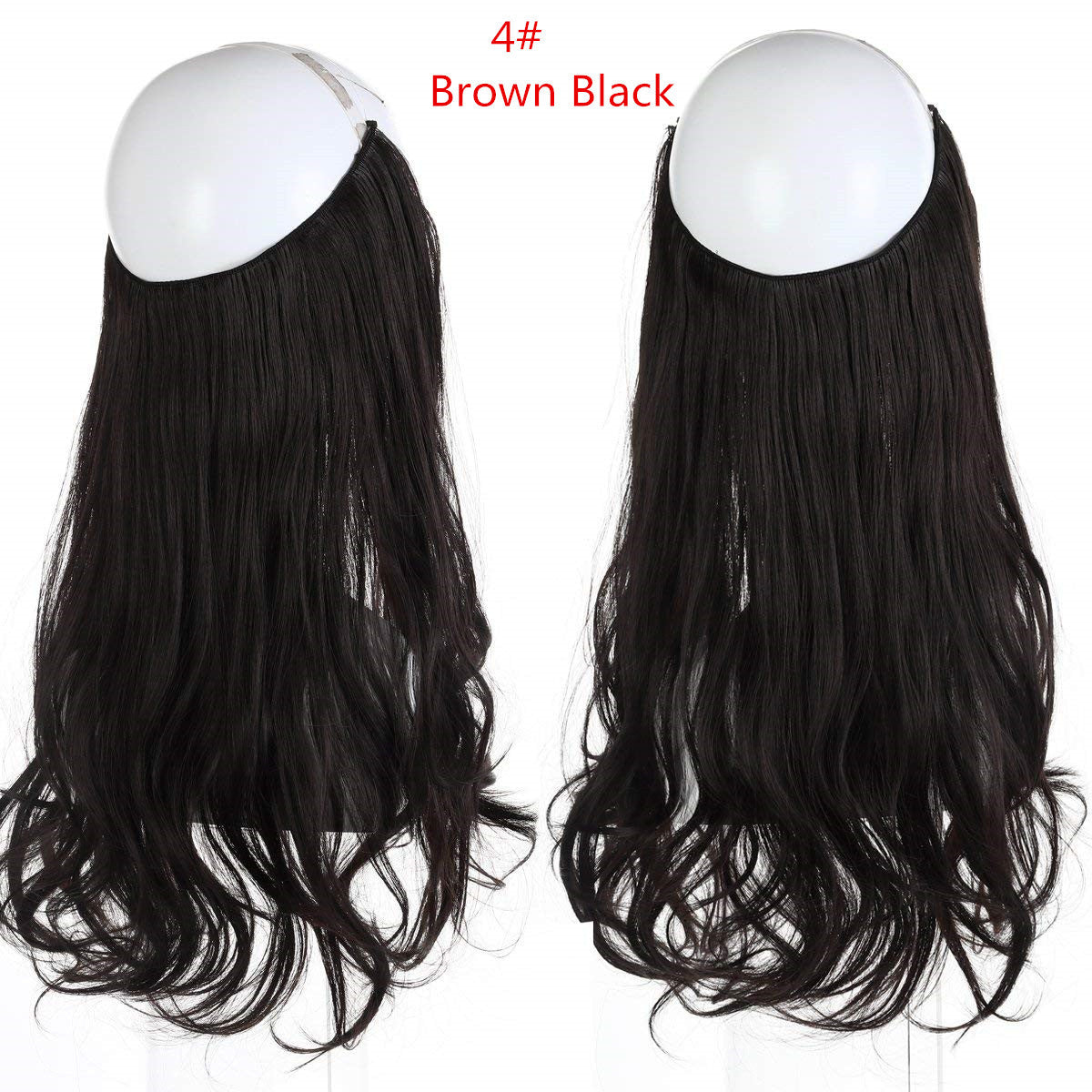 Cross-border hot sale wig female fish line wave long curly hair seamless hair extension 40cm matte silk fish line wig