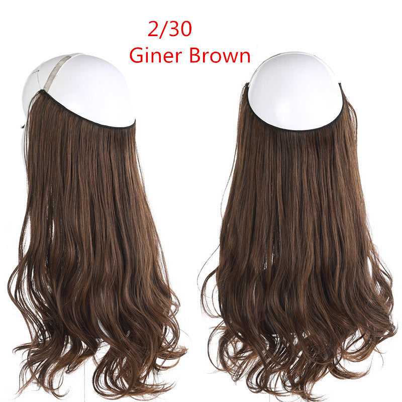Cross-border hot sale wig female fish line wave long curly hair seamless hair extension 40cm matte silk fish line wig