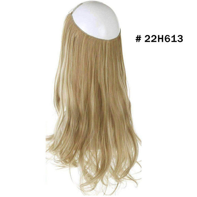 Cross-border hot sale wig female fish line wave long curly hair seamless hair extension 40cm matte silk fish line wig