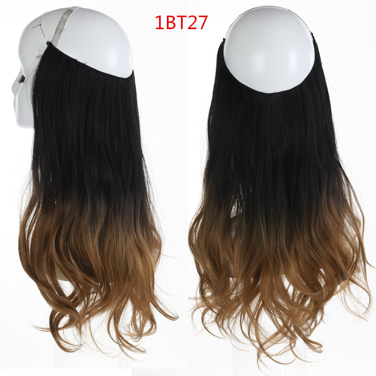 Cross-border hot sale wig female fish line wave long curly hair seamless hair extension 40cm matte silk fish line wig