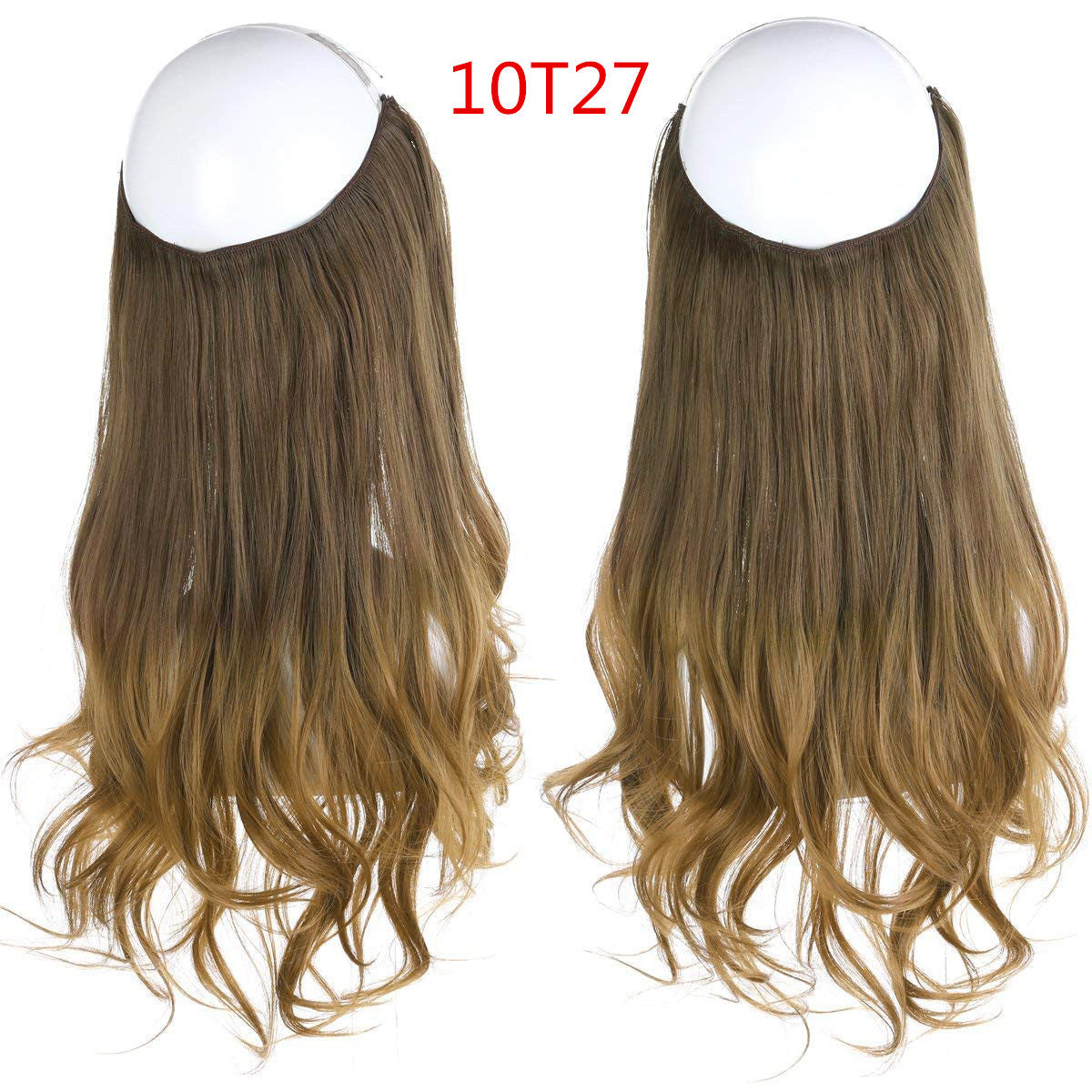 Cross-border hot sale wig female fish line wave long curly hair seamless hair extension 40cm matte silk fish line wig