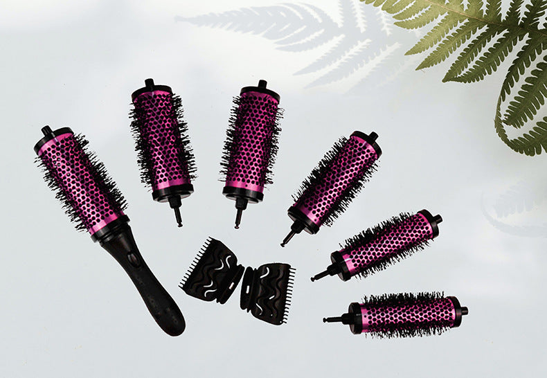 6-piece curly hair comb set, changeable head, high temperature resistant aluminum and copper hair comb, purple and black optional, OEM