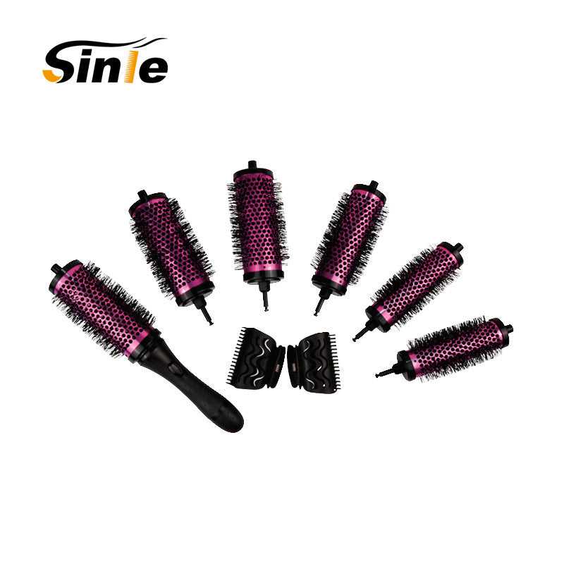 6-piece curly hair comb set, changeable head, high temperature resistant aluminum and copper hair comb, purple and black optional, OEM
