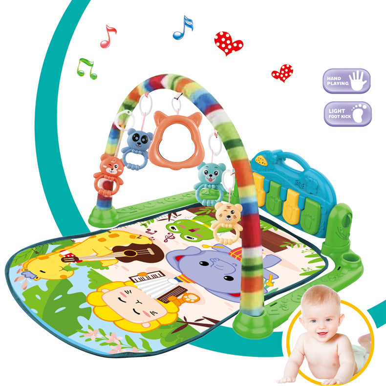 Infant round music pedal piano fitness rack 0-12 months baby crawling mat Amazon cross-border toys