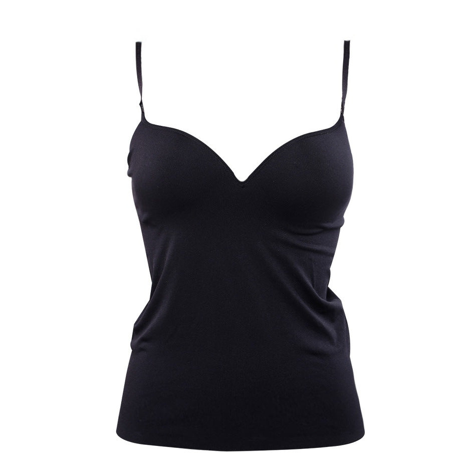 One-piece sports camisole with chest padbra-top steel-free bottoming shirt