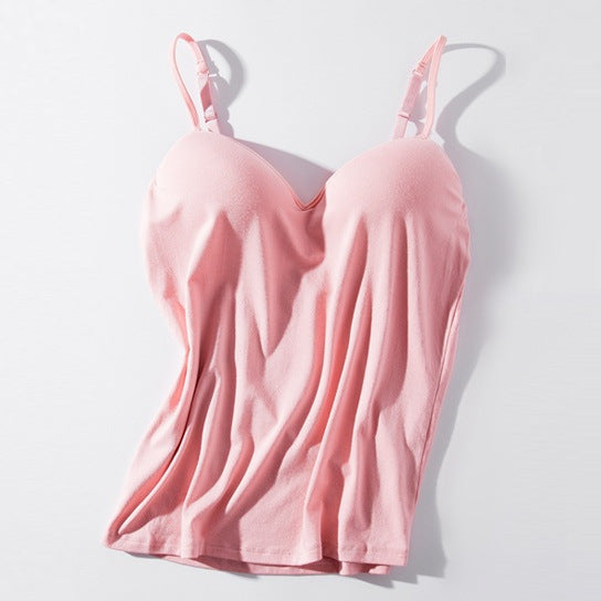One-piece sports camisole with chest padbra-top steel-free bottoming shirt