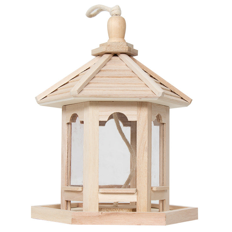 Creative outdoor solid wood bird feeder bird house wooden crafts pastoral style bird house spot bird feeding box