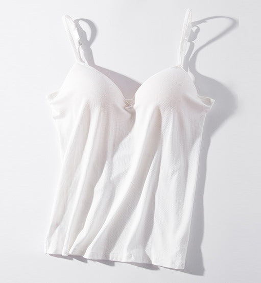 One-piece sports camisole with chest padbra-top steel-free bottoming shirt