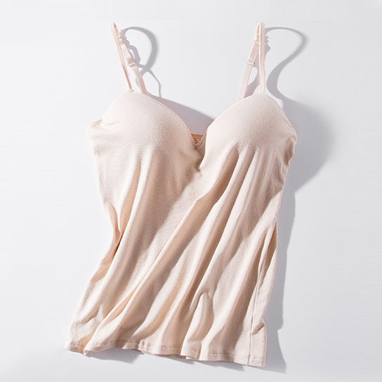 One-piece sports camisole with chest padbra-top steel-free bottoming shirt