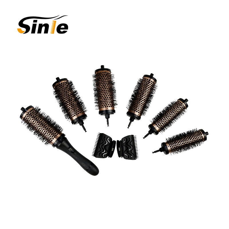 6-piece curly hair comb set, changeable head, high temperature resistant aluminum and copper hair comb, purple and black optional, OEM
