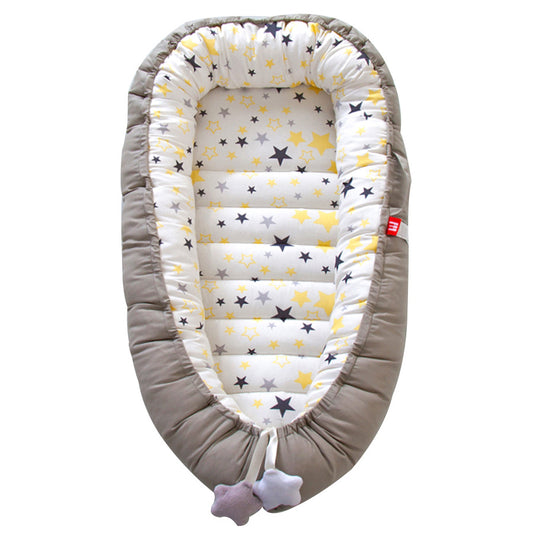 Cross-border foldable portable anti-pressure crib bed bionic full detachable baby pillow travel quilted crib