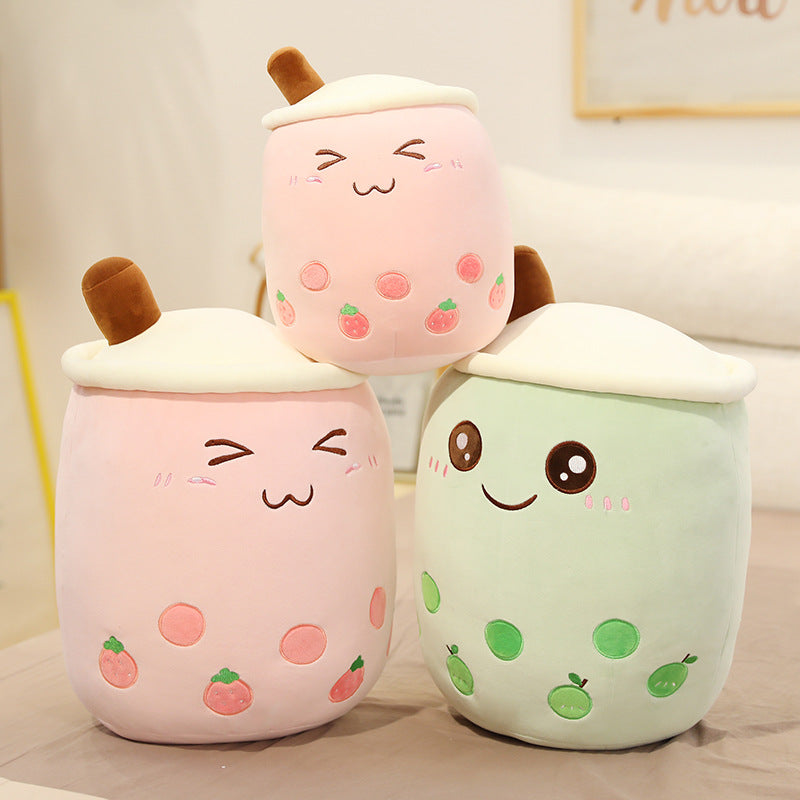 Hot sale online celebrity toys on cross-border platforms soft cute milk tea cup pillow doll source factory to customize artwork
