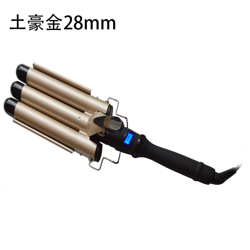 LCD curling irons, true temperature regulating three-bar curling iron, LCD temperature control, water ripple curling irons, hairdressing tools