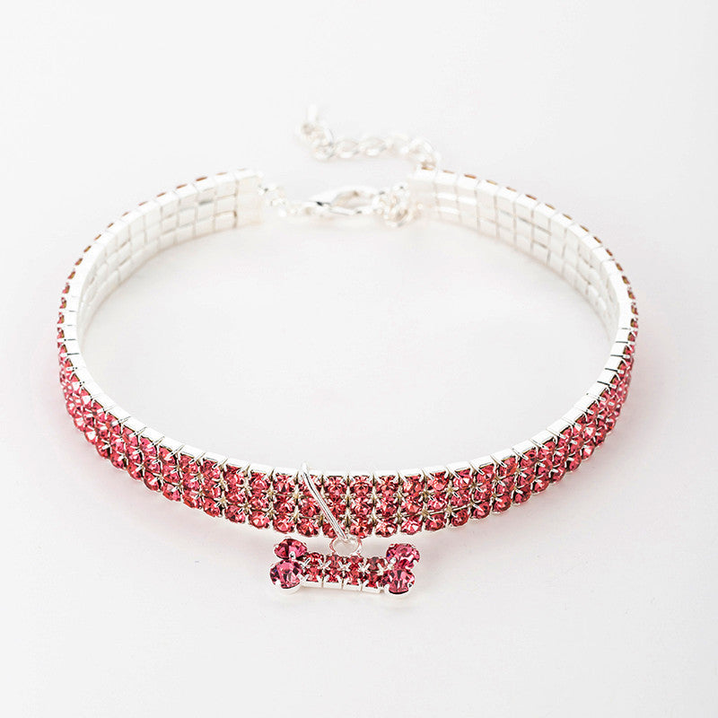 Explosive Manufacturers Pet Products Three-row Elastic Necklace Pet Collar Bones Dog Accessories Cross-border E-commerce