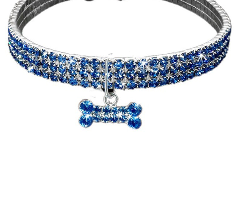 Explosive Manufacturers Pet Products Three-row Elastic Necklace Pet Collar Bones Dog Accessories Cross-border E-commerce