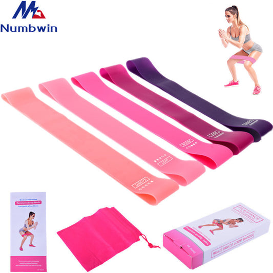 Gradient color five elastic eight-piece squat men and women peach hip elastic ring yoga pull belt hip resistance belt