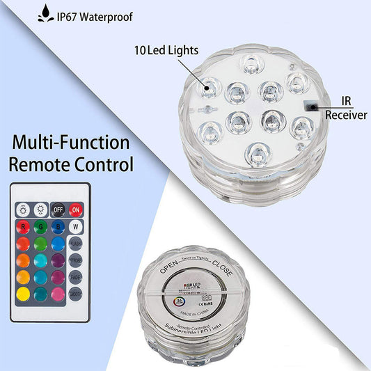 Diving knob light aquarium waterproof light colorful underwater waterproof light highlight remote control water tank light