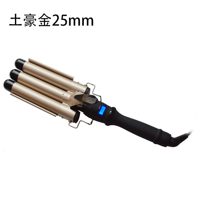 LCD curling irons, true temperature regulating three-bar curling iron, LCD temperature control, water ripple curling irons, hairdressing tools