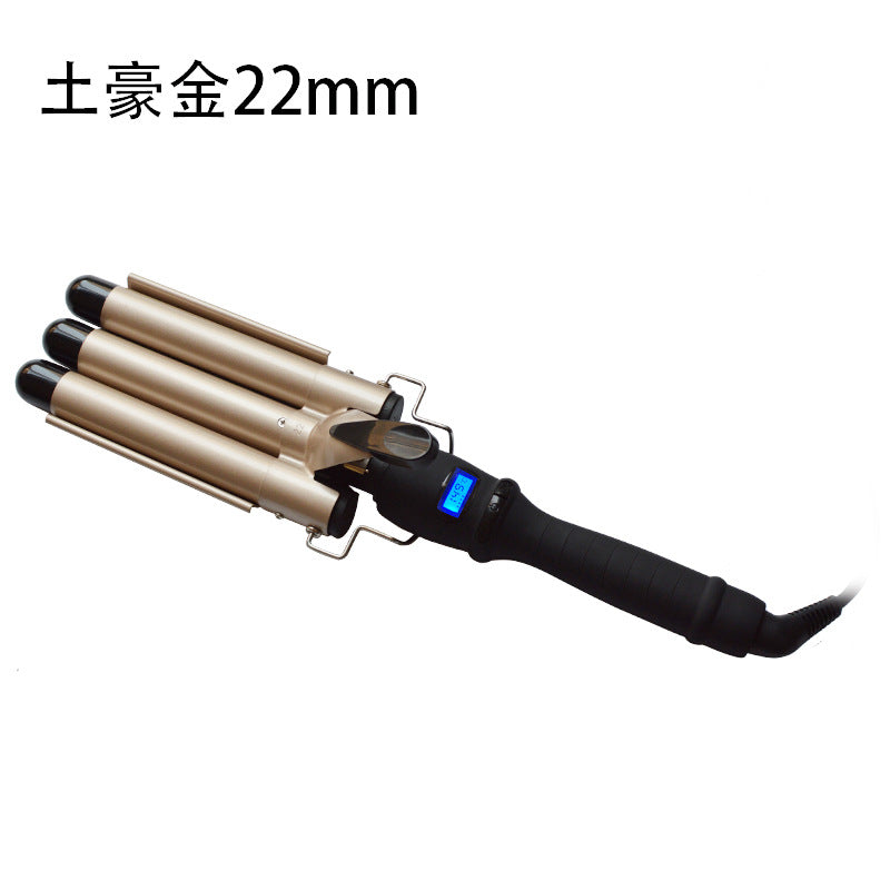LCD curling irons, true temperature regulating three-bar curling iron, LCD temperature control, water ripple curling irons, hairdressing tools
