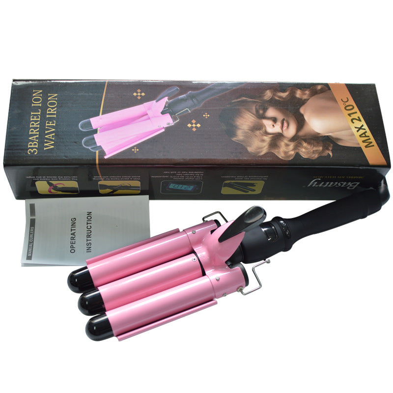 LCD curling irons, true temperature regulating three-bar curling iron, LCD temperature control, water ripple curling irons, hairdressing tools