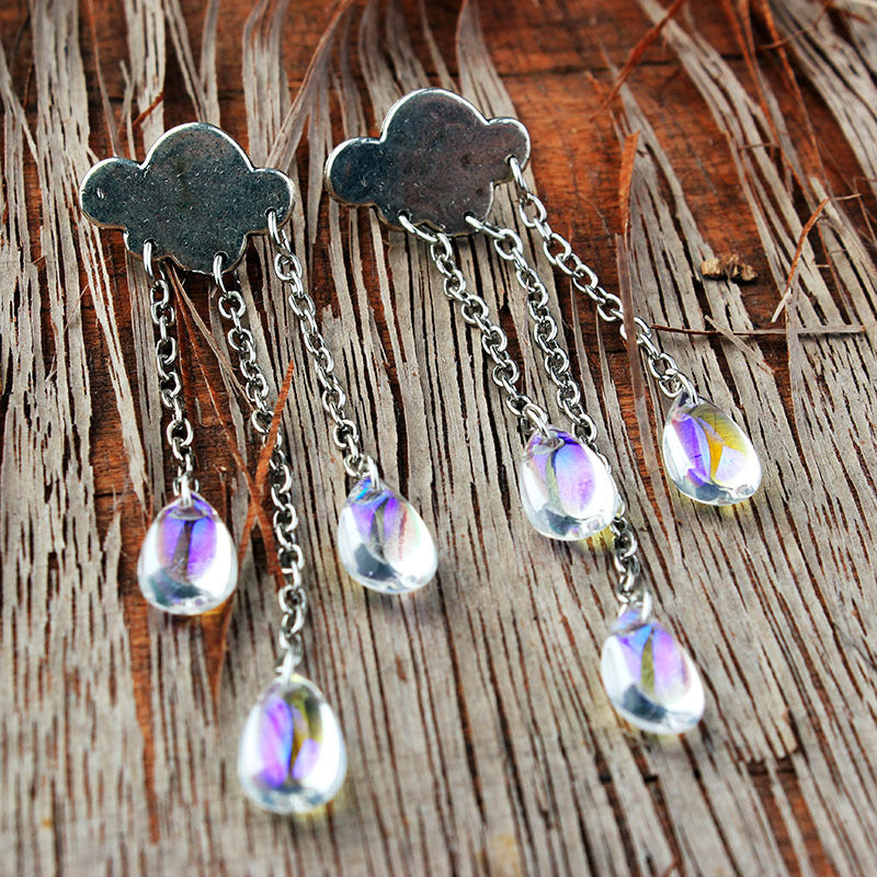 Overseas ebay explosion models European and American Gothic cloud earrings earrings fashion illusion raindrops witchcraft pagan earrings