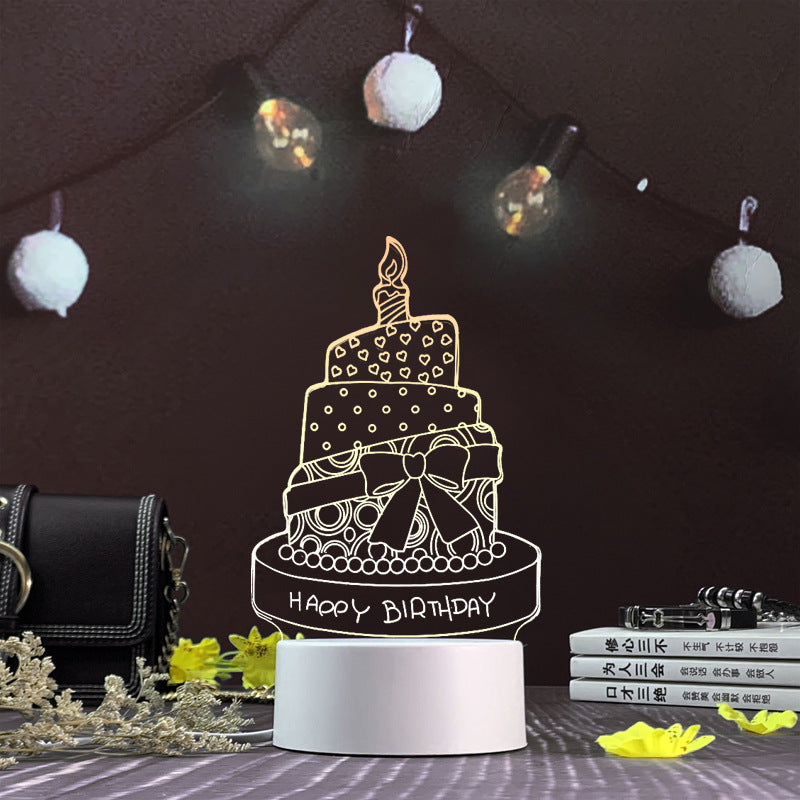 3d night light three-dimensional creative plug-in cartoon jellyfish usb table lamp acrylic diy custom event net red gift