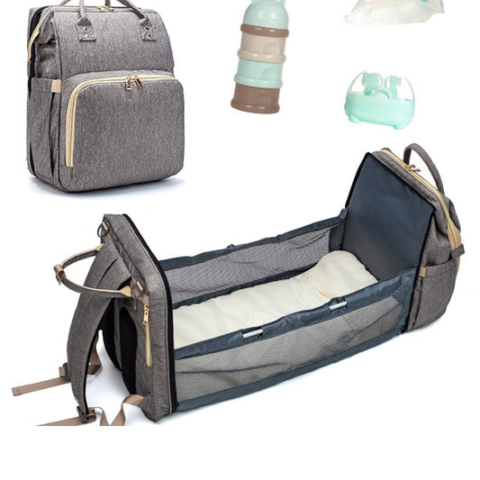 Portable folding crib mommy bag multi-function large-capacity out mother and baby bag backpack